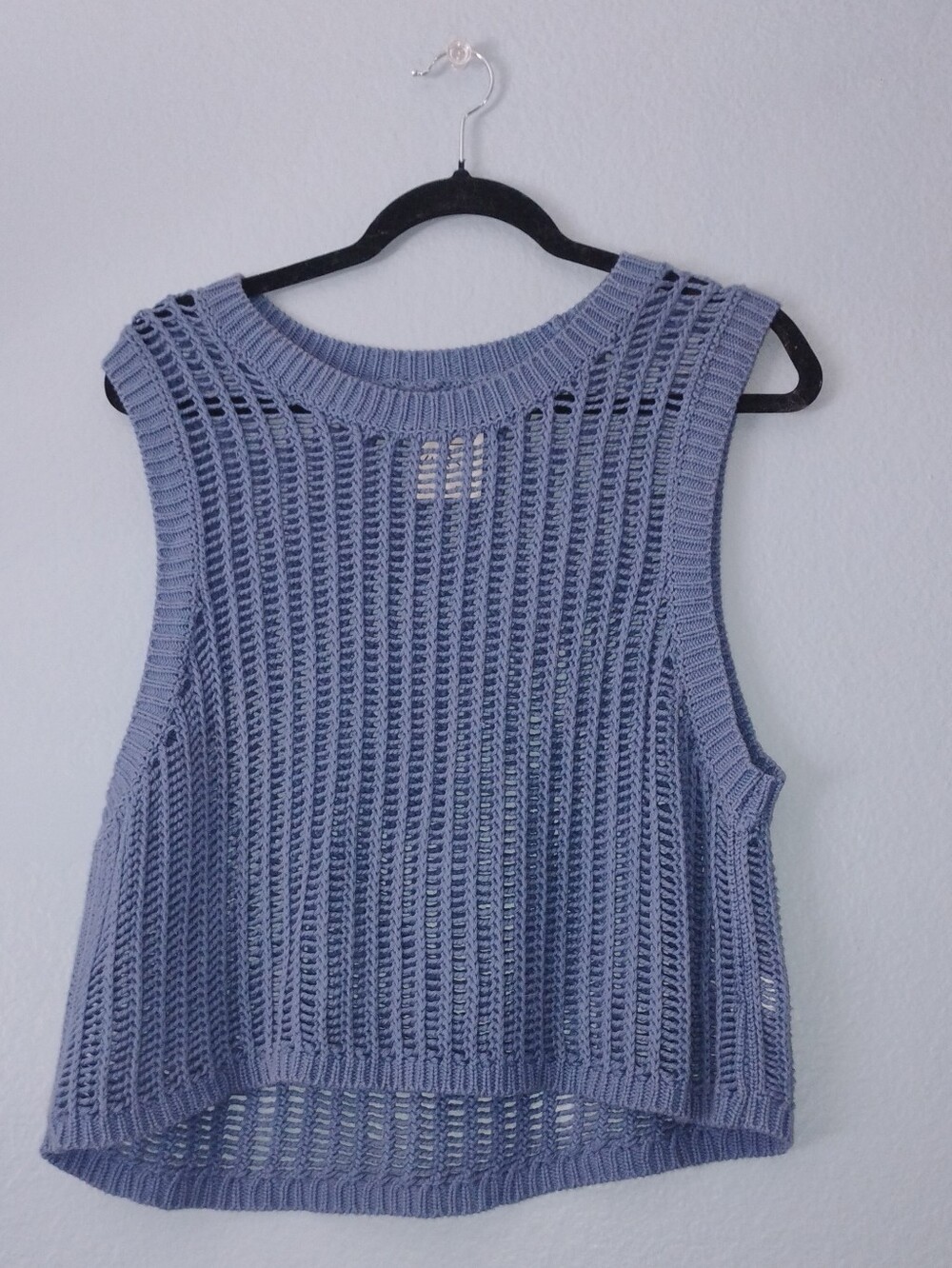 Light Blue Crochet Sleeveless Tank Top